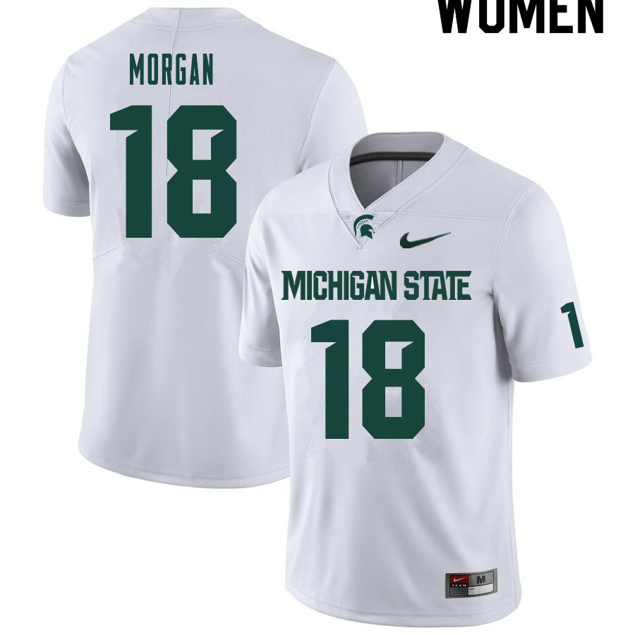 Women #18 Tre'Von Morgan Michigan State Spartans College Football Jerseys Sale-White